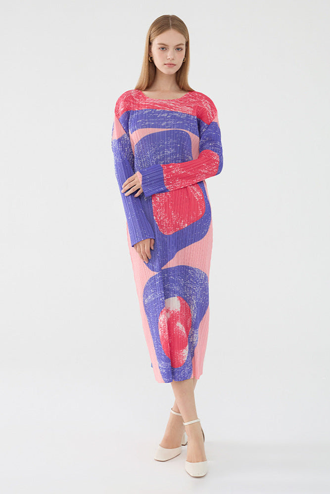 PLEATS PLEASE ISSEY MIYAKE Style Circle Print Midi Dress