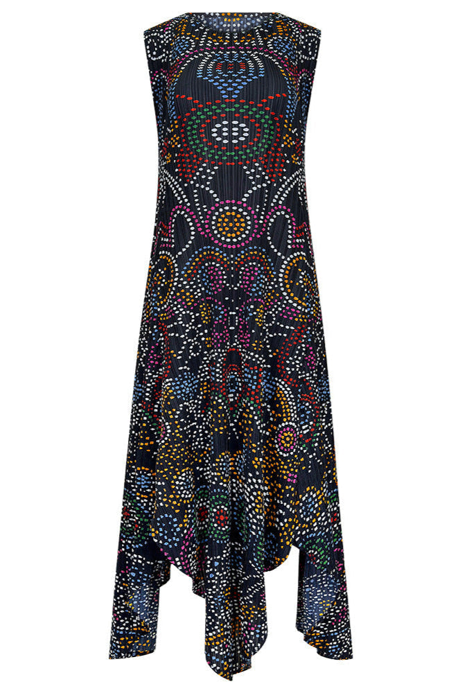 Japanese Style Boho Polka Dot Irregular Print Dress