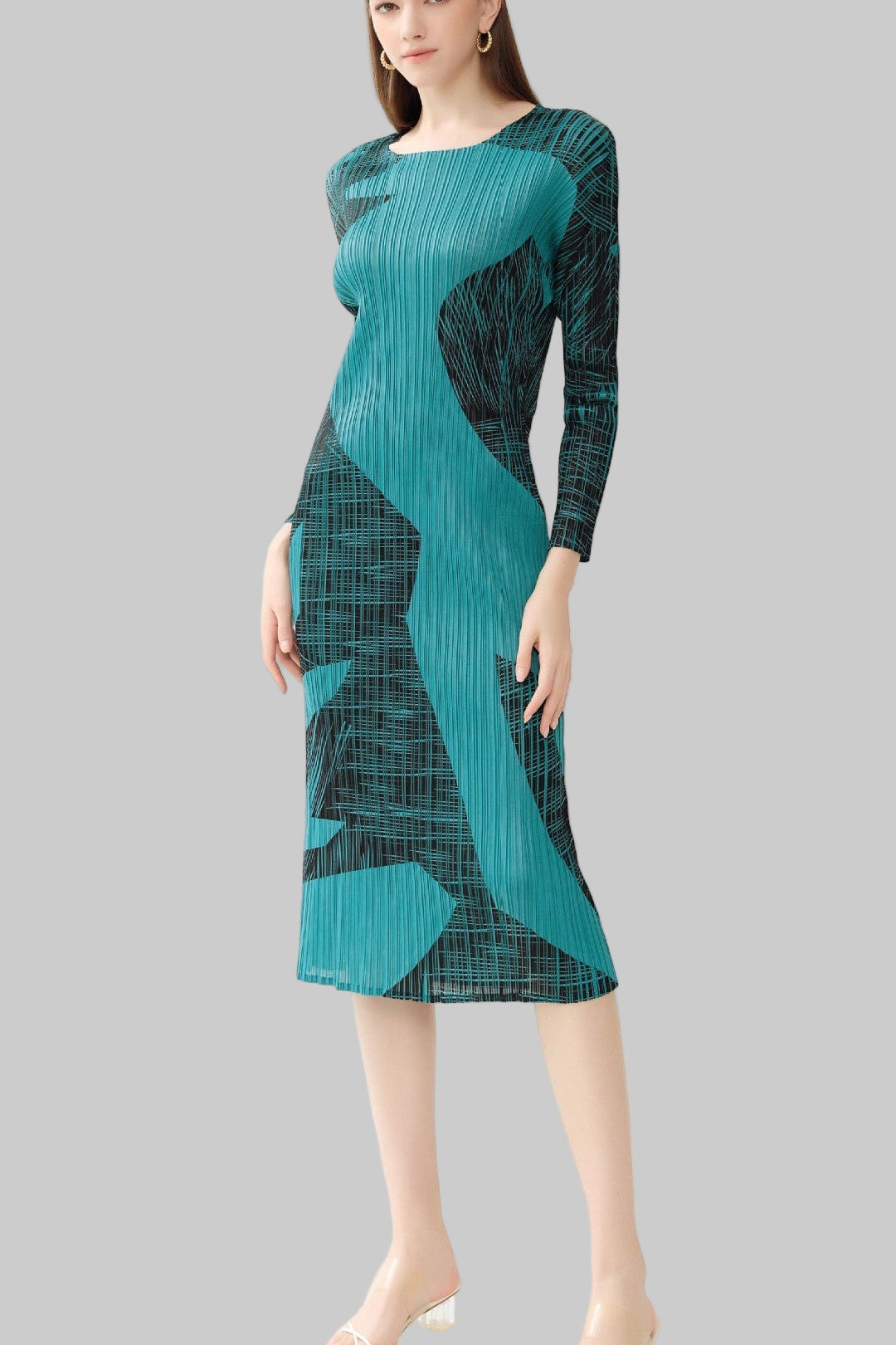 Japanese Style Soft Print Pleated A-Line Dress