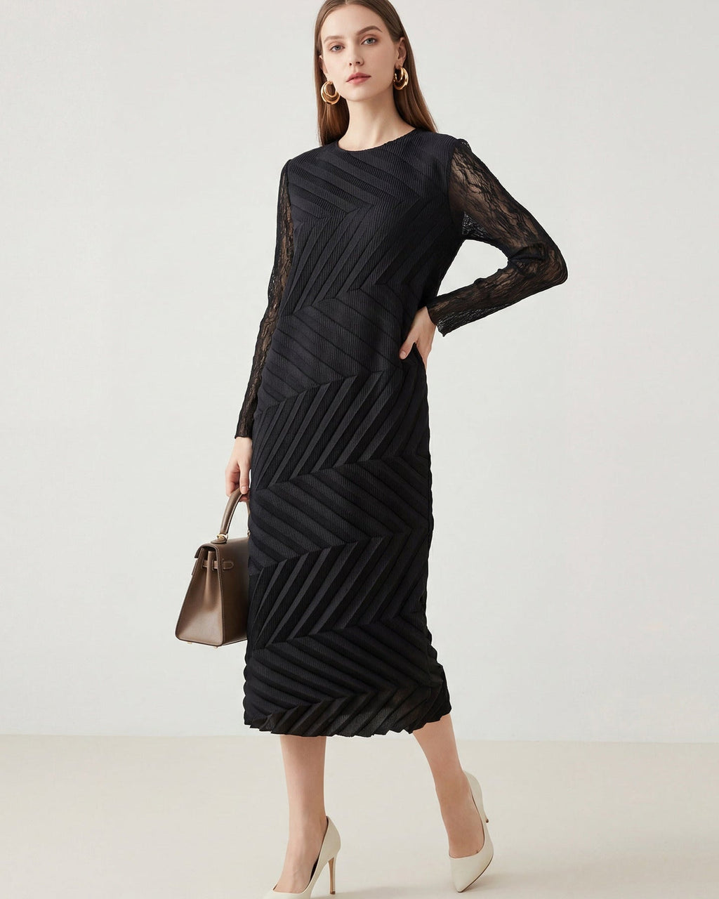 PLEATS PLEASE ISSEY MIYAKE Style Irregular Long Sleeve Dress