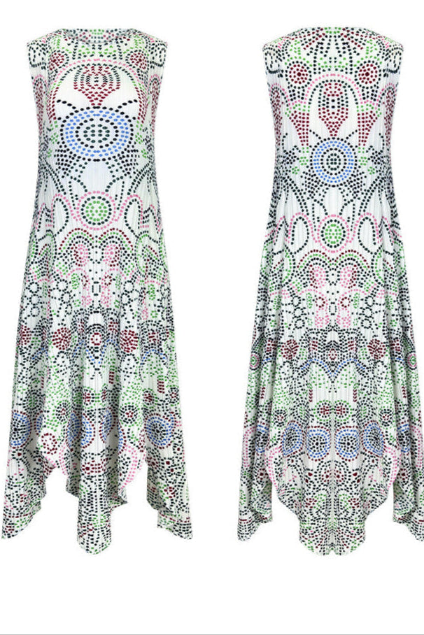 Japanese Style Boho Polka Dot Irregular Print Dress