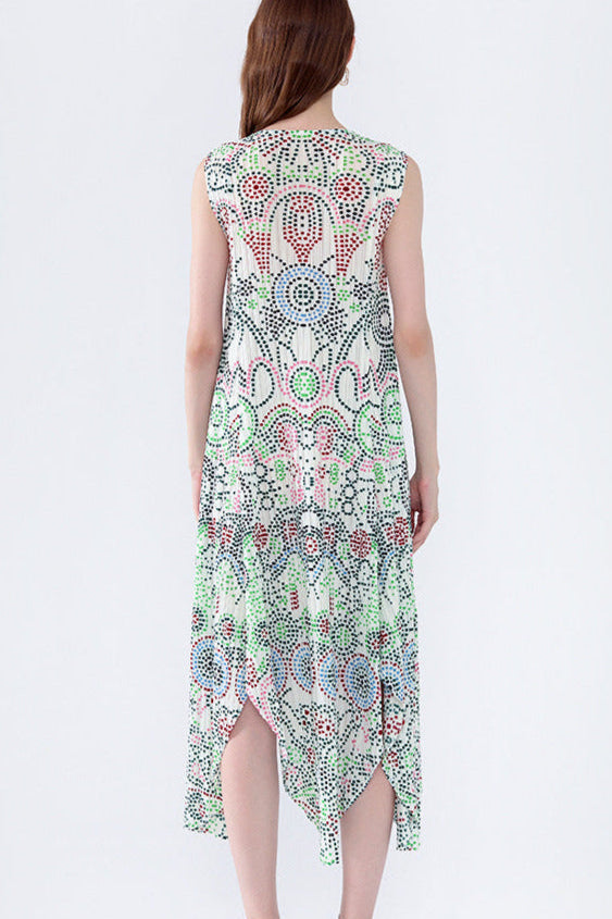 Japanese Style Boho Polka Dot Irregular Print Dress