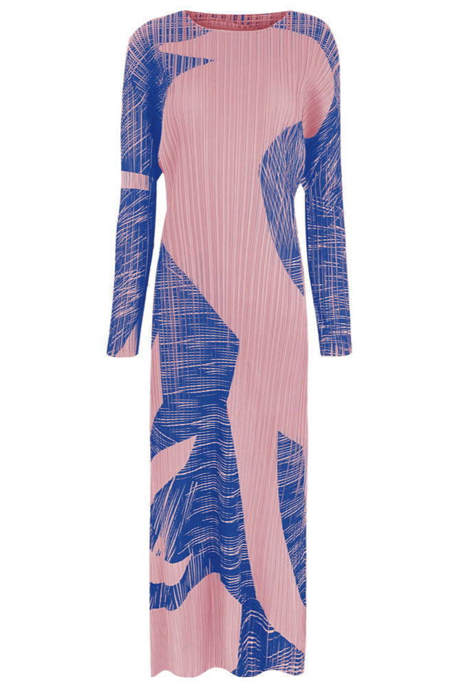 Japanese Style Soft Print Pleated A-Line Dress