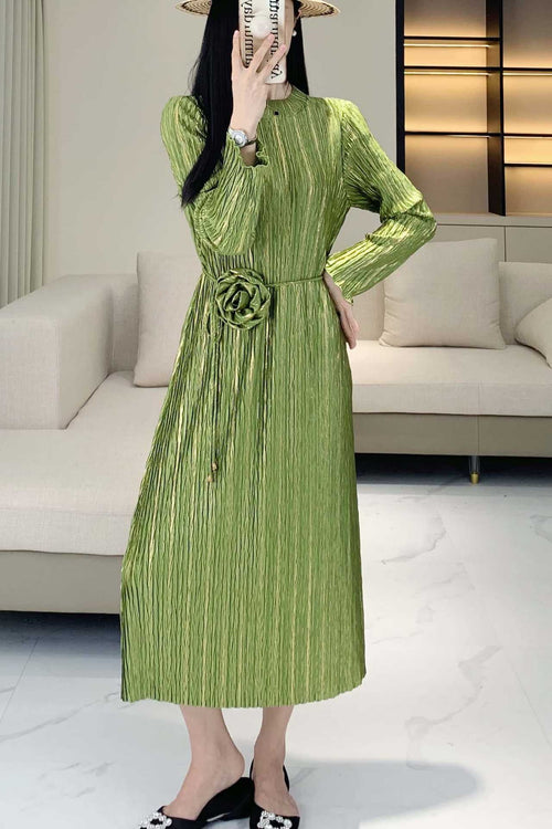 PLEATS PLEASE ISSEY MIYAKE Style Foil Print Midi Dress