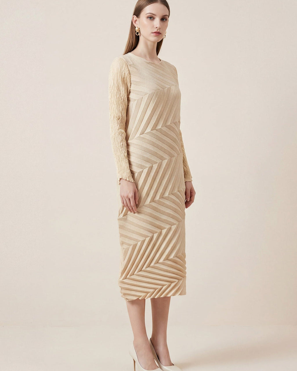 PLEATS PLEASE ISSEY MIYAKE Style Irregular Long Sleeve Dress