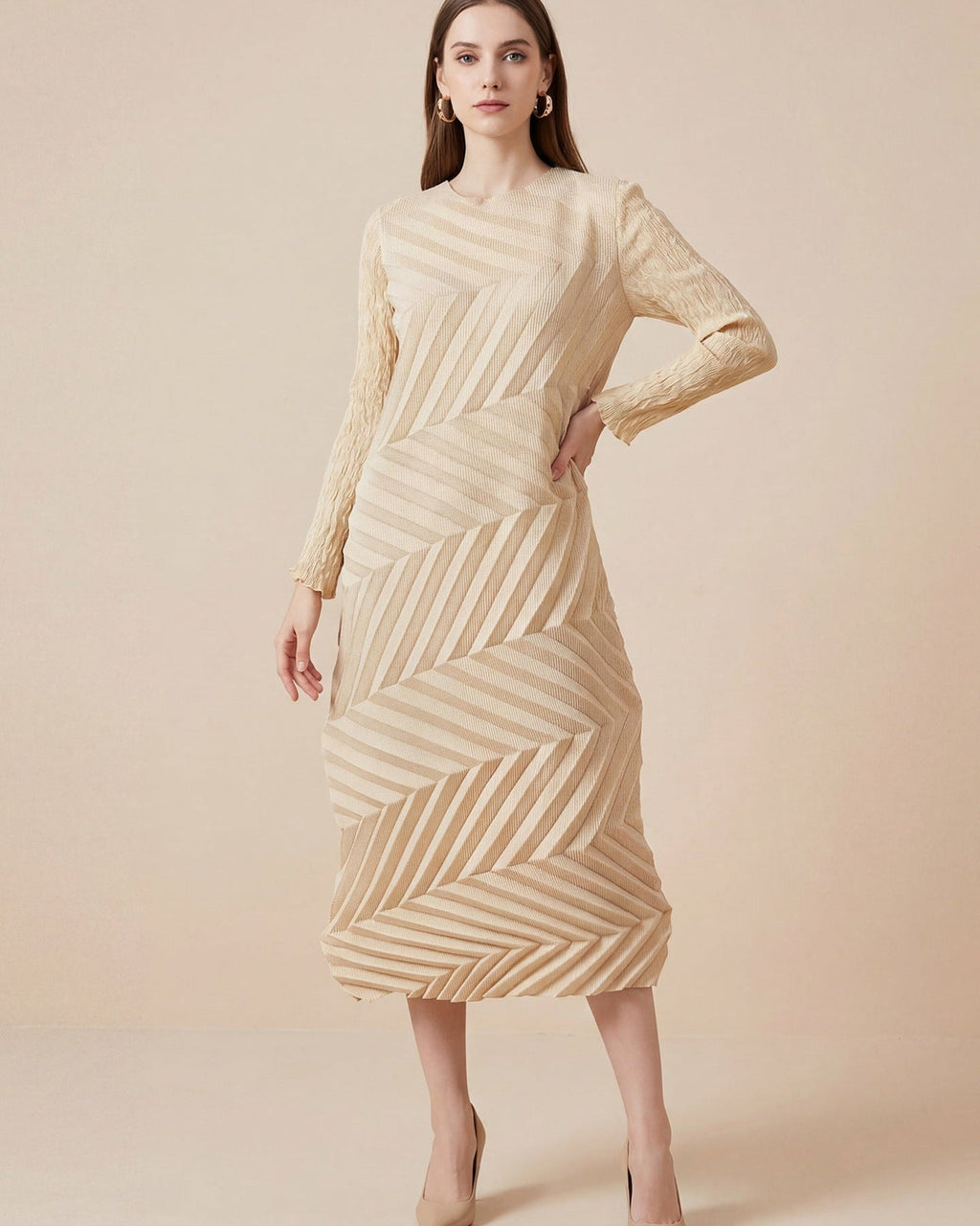 PLEATS PLEASE ISSEY MIYAKE Style Irregular Long Sleeve Dress