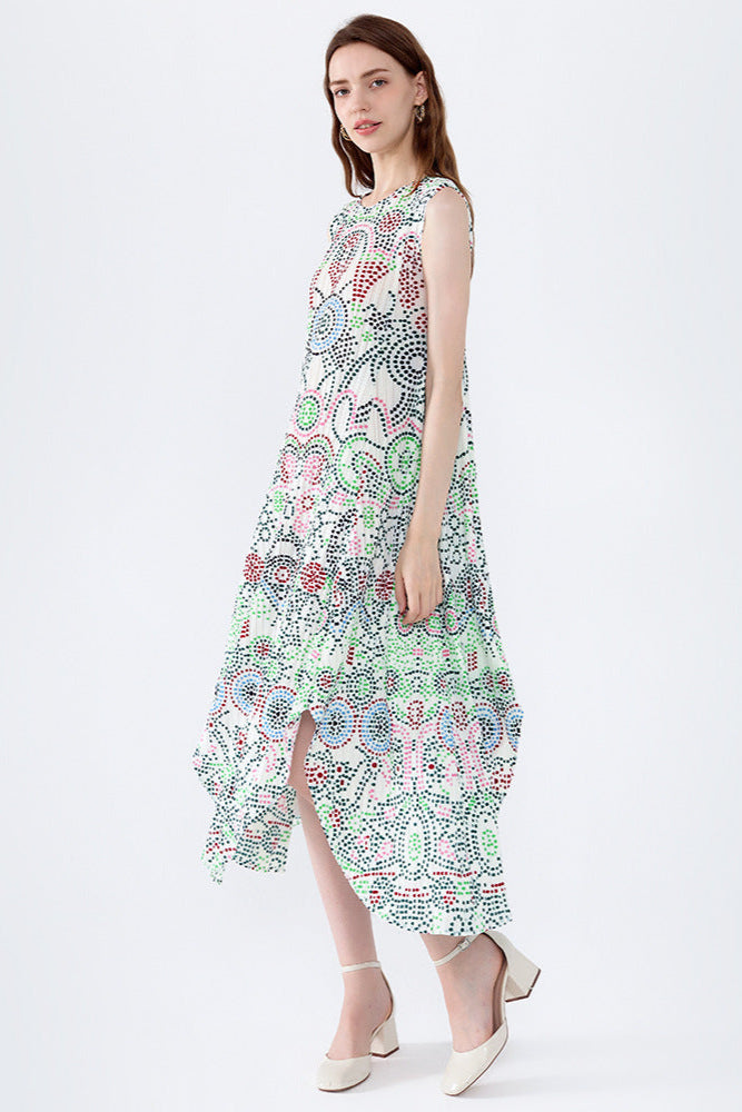 Japanese Style Boho Polka Dot Irregular Print Dress