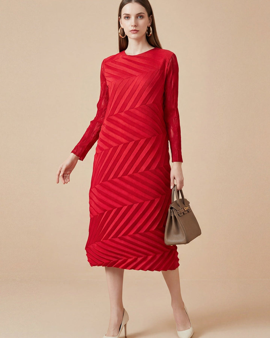 PLEATS PLEASE ISSEY MIYAKE Style Irregular Long Sleeve Dress