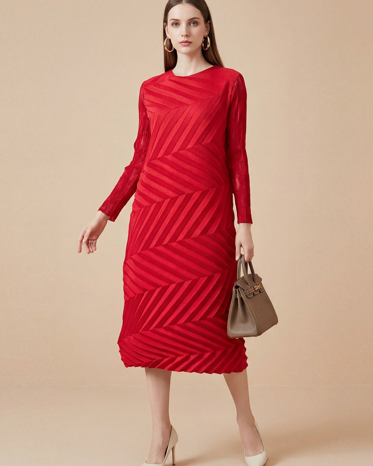 PLEATS PLEASE ISSEY MIYAKE Style Irregular Long Sleeve Dress