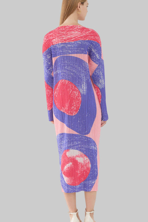PLEATS PLEASE ISSEY MIYAKE Style Circle Print Midi Dress