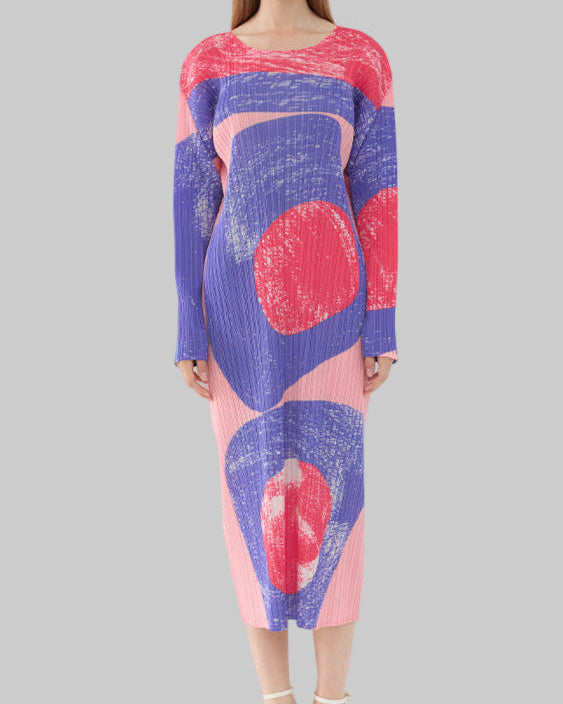 PLEATS PLEASE ISSEY MIYAKE Style Circle Print Midi Dress