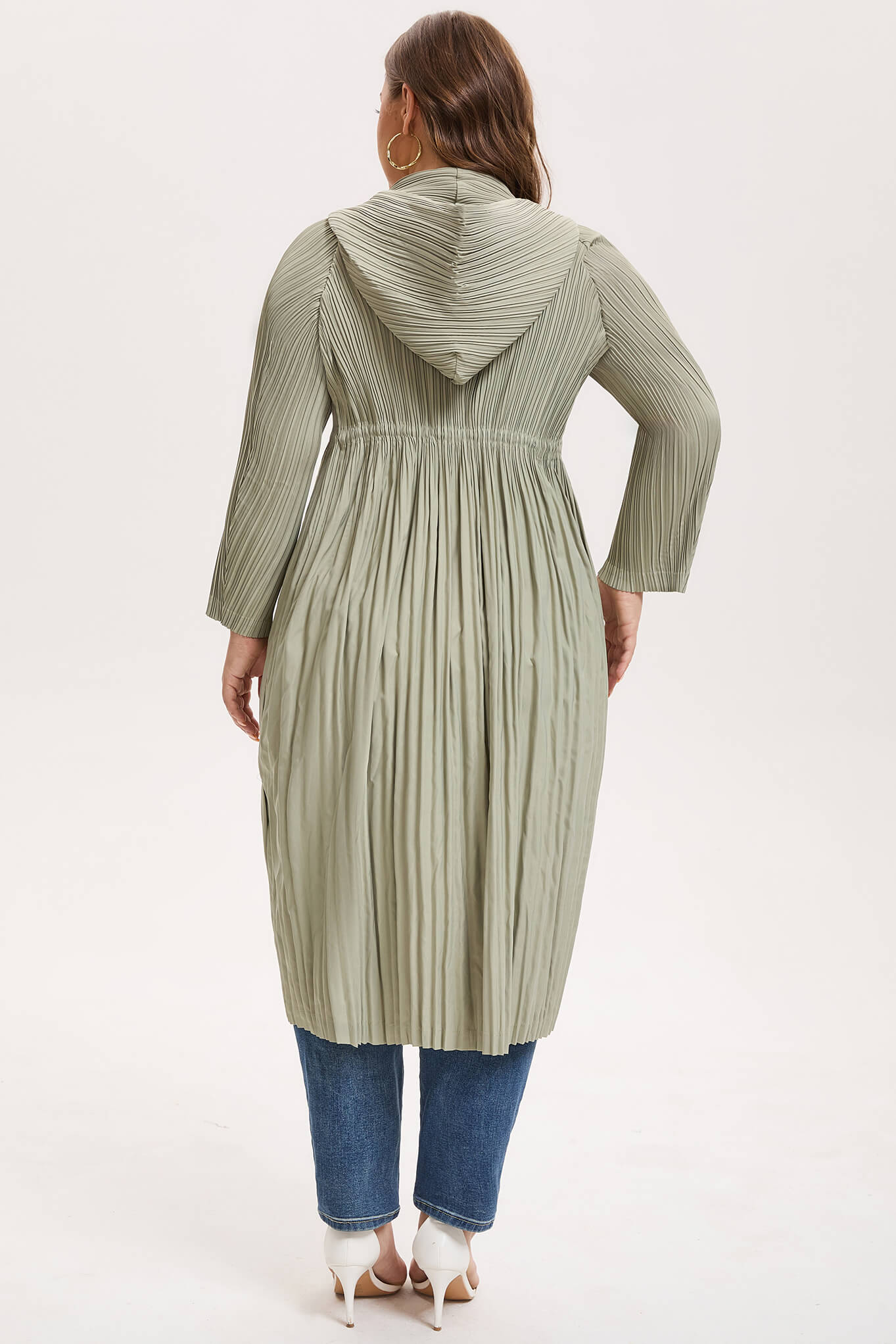 Japanese Pleated Waterproof Hooded Trench Coat – Lightweight Plus Size