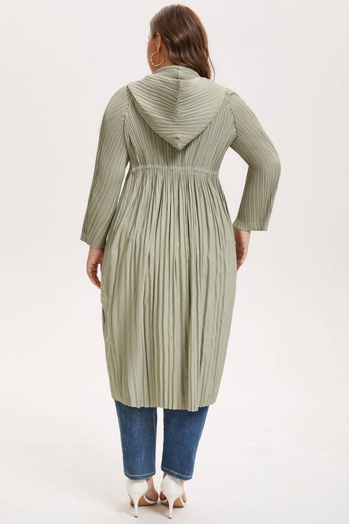 Japanese Pleated Waterproof Hooded Trench Coat – Lightweight Plus Size